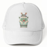 Welcome Spring · Bunny & Teal Flower Pot Hat