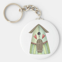 Welcome Spring · Teal Birdhouse Keychain