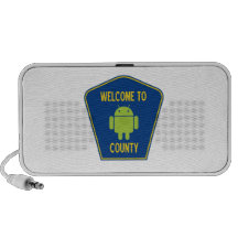 Welcome To Android (Bugdroid) County Sign Laptop Speakers