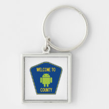 Welcome To Android County (Bug Droid Sign) Key Chains