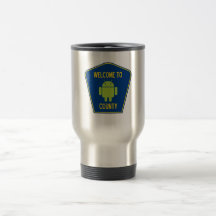 Welcome To Android County (Bug Droid Sign) Coffee Mug