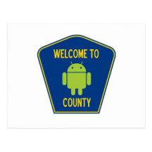 Welcome To Android County (Bug Droid Sign) Postcard