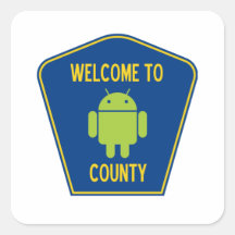 Welcome To Android County (Bug Droid Sign) Sticker