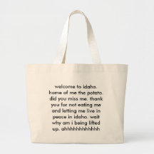 welcome to idaho. tote bag