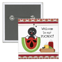 Welcome to our picnic cartoon button