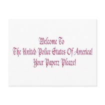 Welcome to the United Police States of America Post Cards