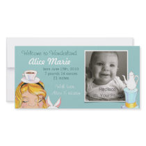 Welcome to Wonderland Birth Announcement Blue
