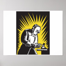 Welder Metal Worker Welding Retro Print