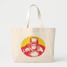 welder welding  worker retro canvas bag