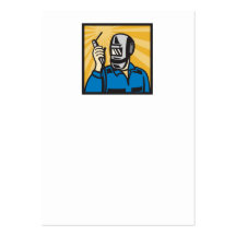 Welder With Welding Torch Visor Retro Business Cards