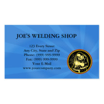 Welder With Welding Torch Visor Retro Business Card Templates