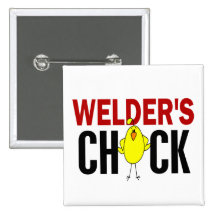 Welder's Chick Pinback Buttons