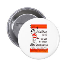 Wellbee CDC WASH YOUR HANDS Advertisement Poster Button