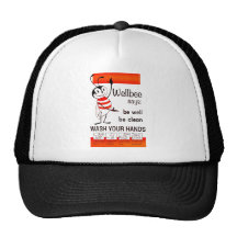 Wellbee CDC WASH YOUR HANDS Advertisement Poster Trucker Hats