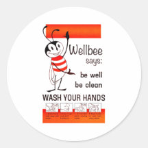Wellbee CDC WASH YOUR HANDS Advertisement Poster Sticker