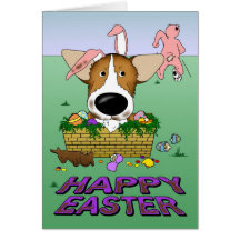 Welsh Corgi Happy Easter Card