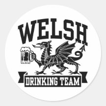 Welsh Drinking Team Round Stickers