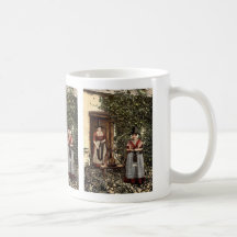 Welsh spinners and spinning wheel, Wales rare Phot Mug