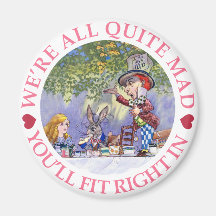 WE'RE ALL QUITE MAD, YOU'LL FIT RIGHT IN! FRIDGE MAGNET