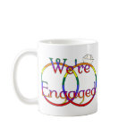 We're Engaged Rainbow Wedding Rings Mug