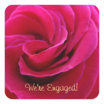 We're Engaged! stickers Pink Rose Flower seals