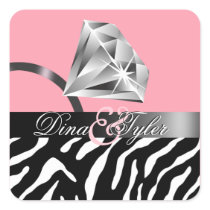 We're Engaged! Zebra Save the Date Diamond Ring