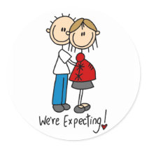 We're Expecting! Pregnant Stick Figure Sticker
