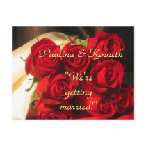 "We're Getting Married!" - Red Rose Bouquet Post Card