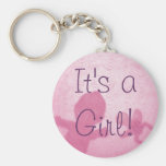 "We're Having a Girl! Cute Pink Baby Keychains