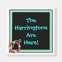 We're Here Personalized Stateroom Door Marker Fridge Magnet