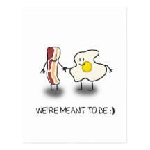 We're Meant to Be Bacon and Egg Couple Post Cards