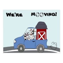 We're Moving Cow Postcard