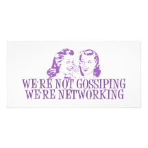 We're Not Gossiping We're Networking Purple Photo Card Template