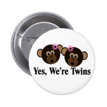 We're Twins 2 Girls Monkeys Pins