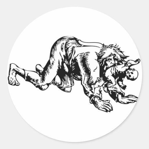 Werewolf Eating Baby Round Stickers