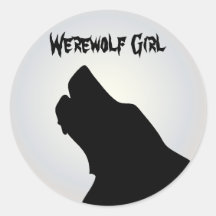 Werewolf Girl Round Stickers