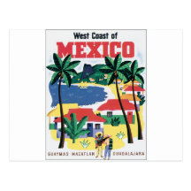 West Coast of Mexico Colourful graphic Post Card