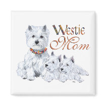 West Highland White Terrier Mom & Pups Refrigerator Magnets