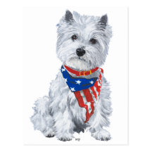 West Highland White Terrier Patriotic Post Card