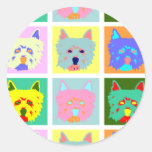 West Highland White Terrier Pop Art Round Stickers