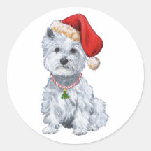 West Highland White Terrier Santa Claus Sticker