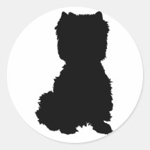 West Highland White Terrier Silhouette Round Stickers
