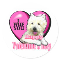 West Highland White Terrier Valentines Round Sticker