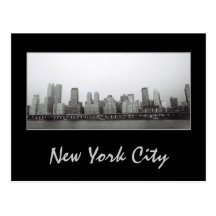 West Side Skyline B&W Postcard
