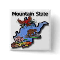 West Virginia Mountain State Cardinal Bear Rhodode Buttons