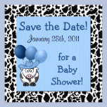 Western Baby Shower Save the Date Blue invitations