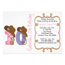 Western Big Ten Girl Birthday Invitation
