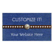 Western Bling Customizable Denim Biz Cards Business Card