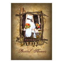 western  cowboy bridal shower photo invitation