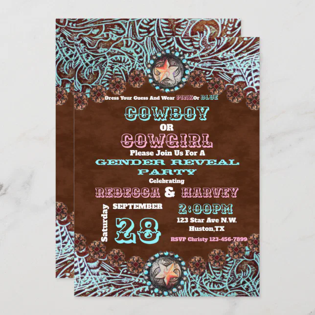 Western Cowboy Or Cowgirl Gender Reveal Party Invitation Zazzle